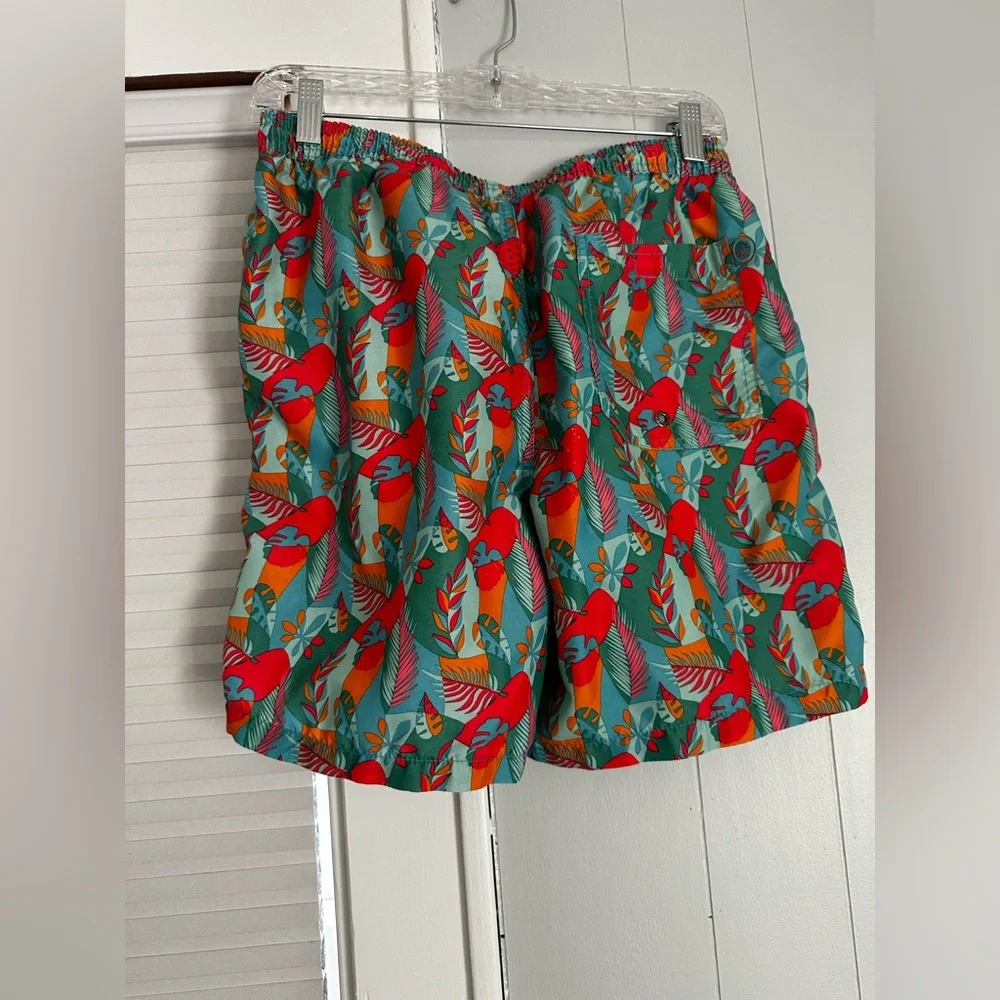 Mr. Swim Tropical Parrot Swim Trunks Men’s Medium Elastic Waist EUC